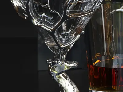 Handmade alcoholic whiskey or rum set 3D model