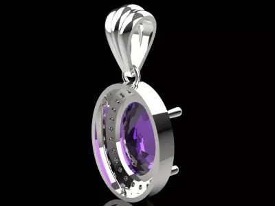 Pendant Sapphire and Diamond Splendor in White Gold jp0321 3D print model