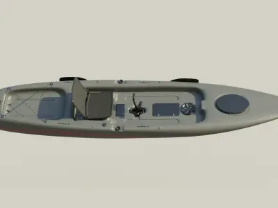 Kayak 3D model fishing boat Low-poly 3D model