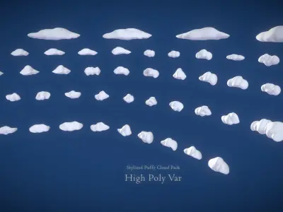 Puffy Clouds Pack JFG V2 Low-poly 3D model