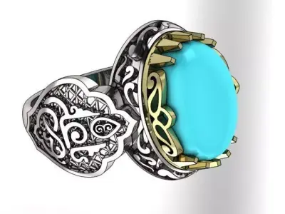Yaali Islamic design ring 3D print model