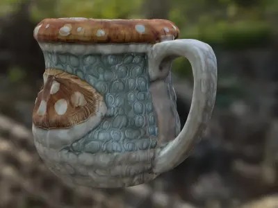 Mushroom Fantasy Mug Low-poly 3D model