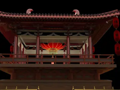 Chinese pavilion 3D model 3