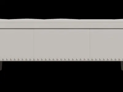 Gray Contemporary Storage Ottoman Bench 3D model