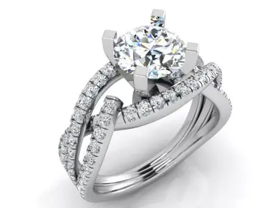 Round Diamond Twisted Ring 3643 3D print model
