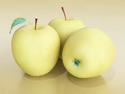 Yellow Apple High Detail Resolution 3D model