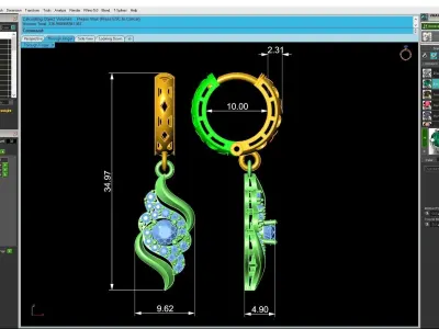 Elegant Diamond Drop Earrings with Twisted Design  3261 3D print model
