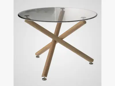 Rocca Round Dining Table in oak Low-poly 3D model