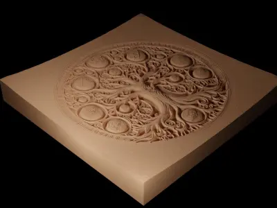 Tree of Life Sandcasting Bas High Relief CNC 3D print model