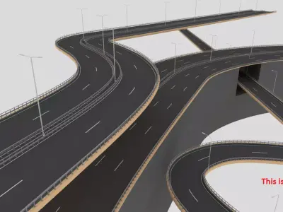 Bridges highway with curves 3D model