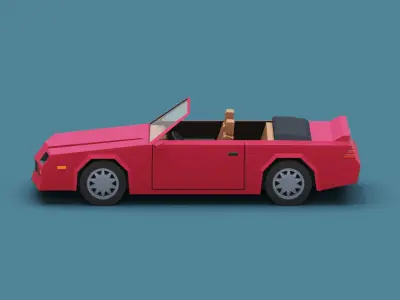 Stylized Cartoon Coupe Convertible Car Low-poly 3D model