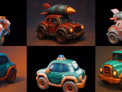 Stylized Car Advanced model bundle 22 pack 100 glb 3D model