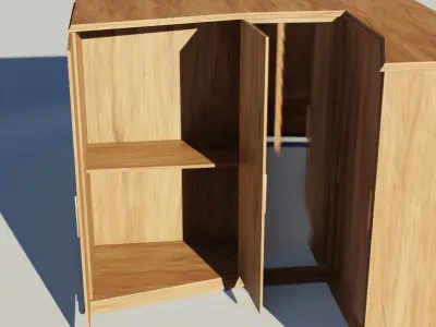 Wood cabinet complete textures and materials  Low-poly 3D model