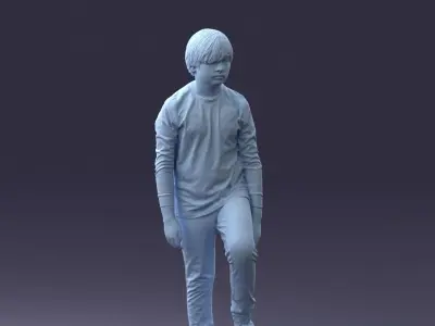 000236 Young Boy Football Player with Soccer Ball 1224 3D model