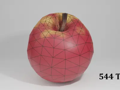 Stylized PBR Apple Low-poly 3D model