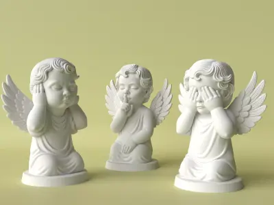 Three Little Angels See No Evil Speak No Evil Hear No Evil 3D print model