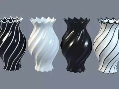 Vases porcelain black and white 3D Model Collection