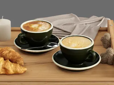 Decor Coffee and croissant Set 31 3D model