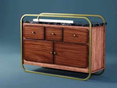 Cabinet Buffet Marbled Unique Design - PBR Low-poly 3D model