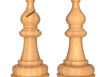 3D Wooden Chess Bishop Low-poly 3D model