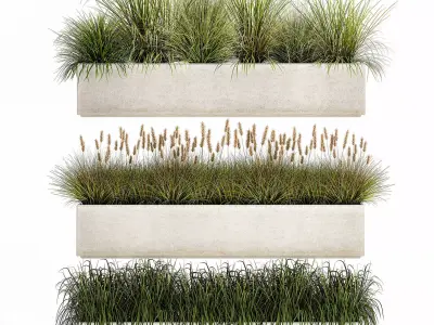 Potted reeds for landscaping 1075 3D model