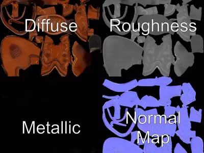 Cowboy Leather Boot Model Pack with Decorative Embroidery Low-poly 3D model