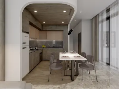 LIVING ROOM - KITCHEN 3D model