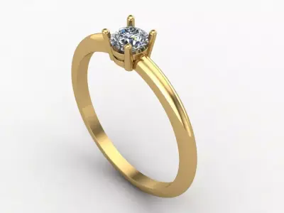 Solitaire Ring with thin shank 3D print model