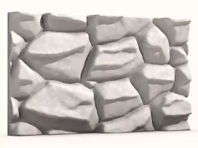 Eroded Basalt Wall Scene Geometry 3D model