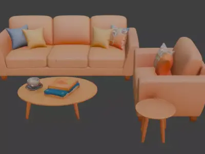 Cartoon style sofa set 3D model get