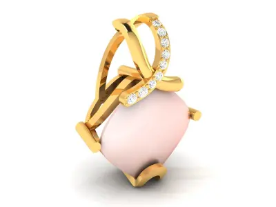 Opal Stone  Women Pendant 3DM STL OBJ FBX Render Details 3D print model