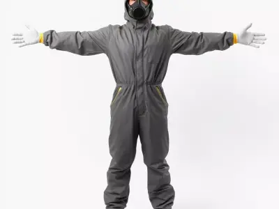 Grey Hazmat Suit model pack Low-poly 3D model