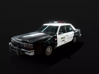 80s Police retro car Low poly Model Low-poly 3D model