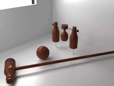 Woodball Equipment - Ball  Mallet and Gate 3D model