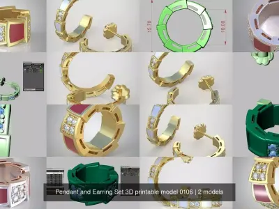 Pendant and Earring Set 3D printable model 0106 3D Model Pack