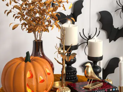 Decoration set for Halloween 01 3D model