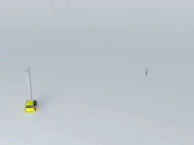 The Crash car in middle of snowy field Free 3D model