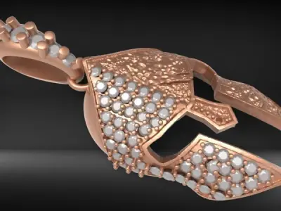 spartan pendant with stones male pendant  3D print model