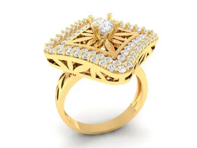 Luxury Square Halo Diamond Ring for Women  540 3D print model