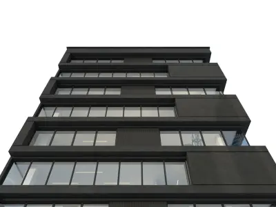 Modern office building No 6 Low-poly 3D model