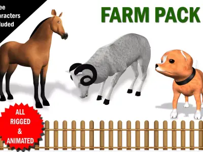Farm Animals Pack Fully RIgged and Animated 3D model