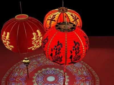 Chinese red lantern  3D model 53