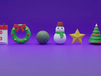 Toon Christmas New Year Pack Low-poly 3D model