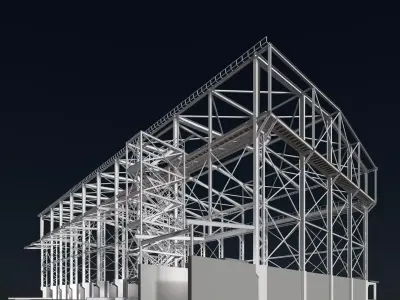 Industrial factory building in structure 25i27 3D model