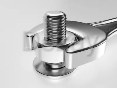 Wrench with bolt and nut 3D model