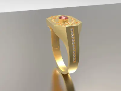 Mens Diamond and Ruby Ring 3D print model