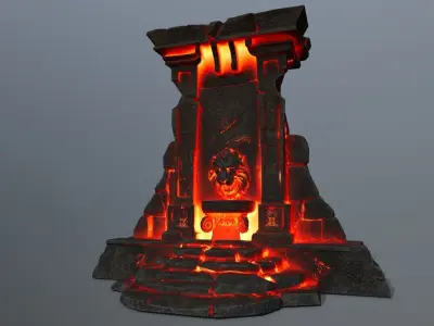 Lion fountain Low-poly 3D model