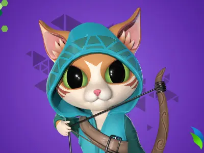 Cat Archer 002 Low-poly 3D model