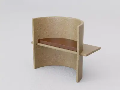 Arm Chair Interior Design Deco Wood Leather Low-poly 3D model