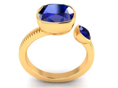 Ring M183 The luxury female ring with gems Cushion Square 3D print model